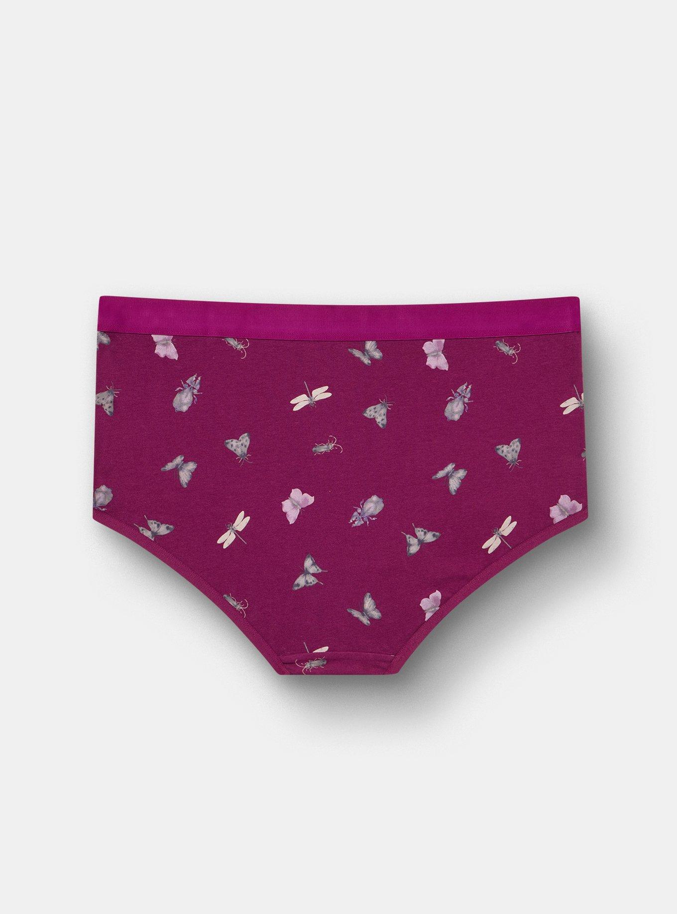 Cotton Mid-Rise Brief Panty, LITTLE INSECTS PURPLE, alternate