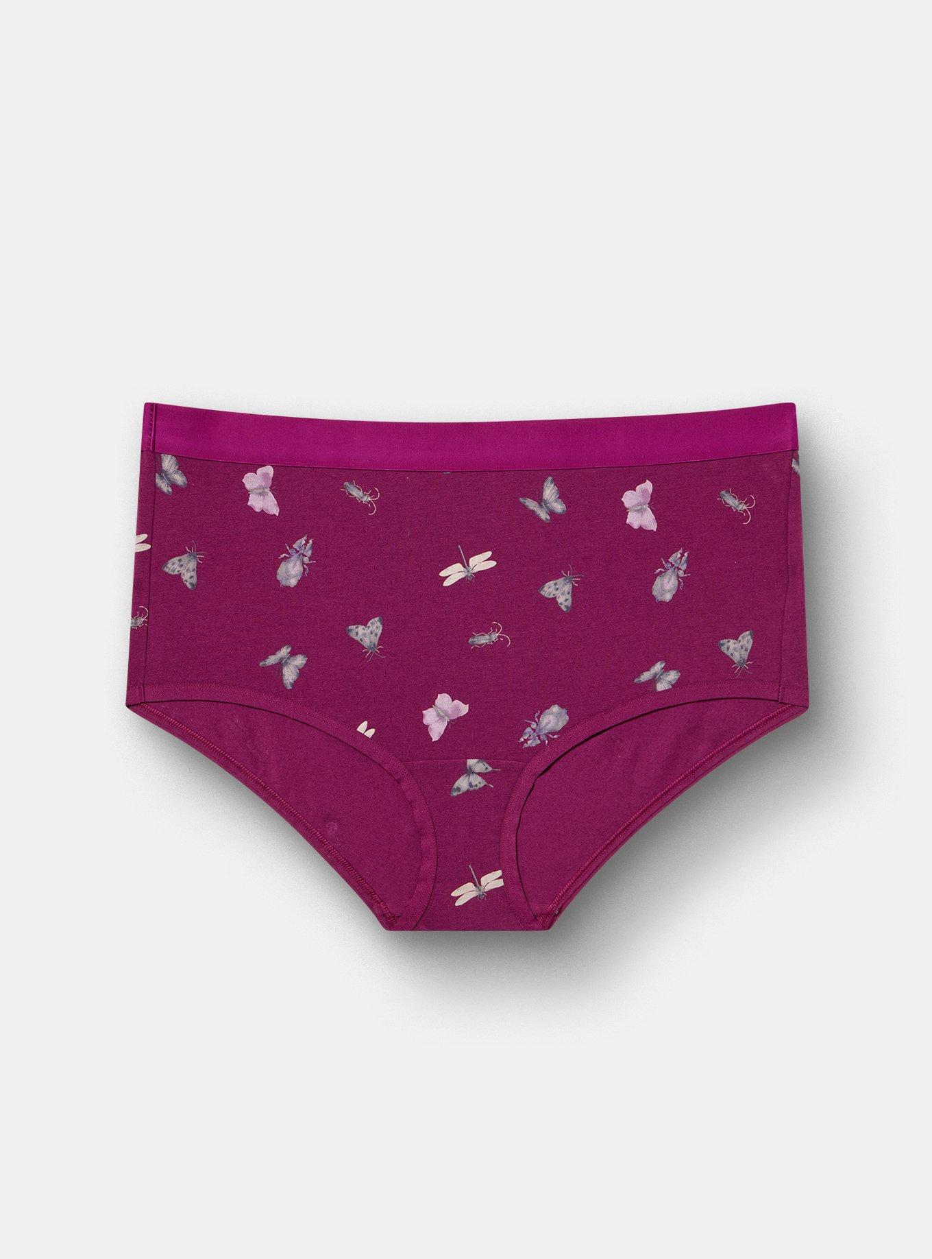 Cotton Mid-Rise Brief Panty, LITTLE INSECTS PURPLE, hi-res