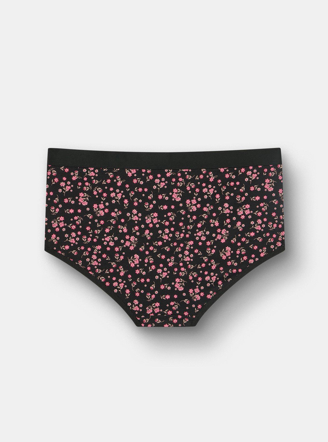Cotton Mid-Rise Brief Panty, WISH FLORAL BLACK, alternate
