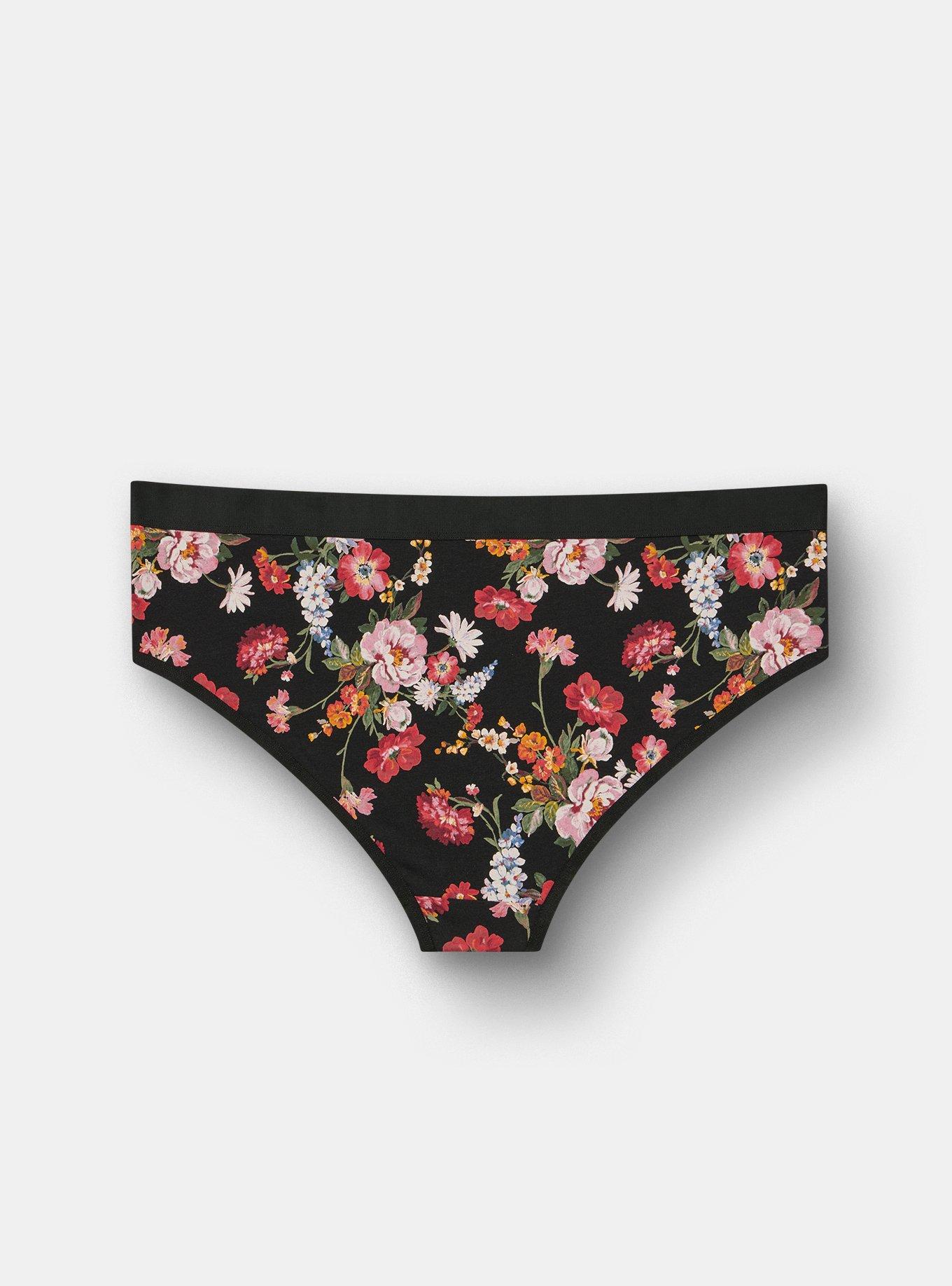Plus Size Cotton Mid-Rise Brief Panty, CLASSICAL FLORAL MULTI, alternate