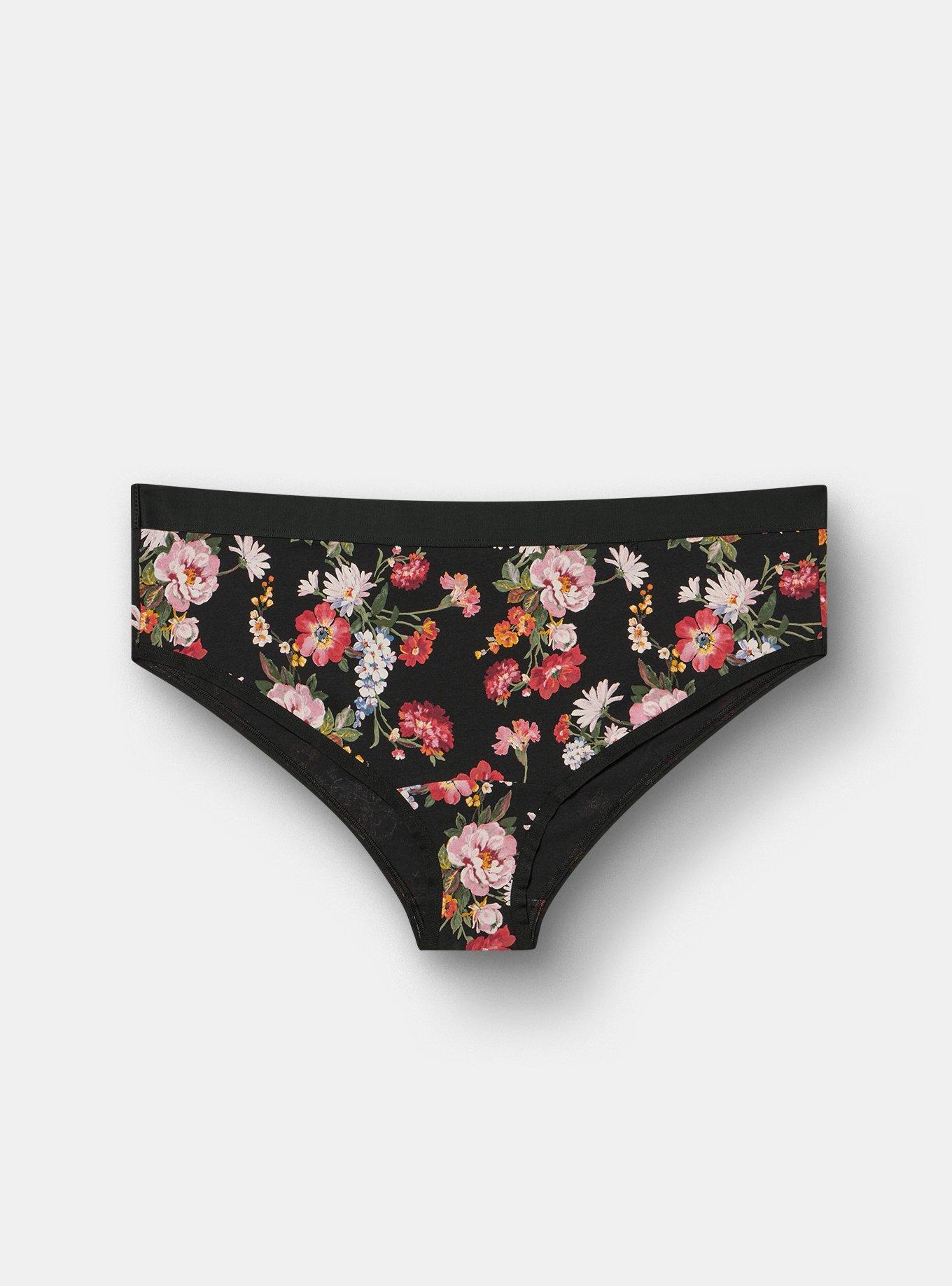 Plus Size Cotton Mid-Rise Brief Panty, CLASSICAL FLORAL MULTI, hi-res