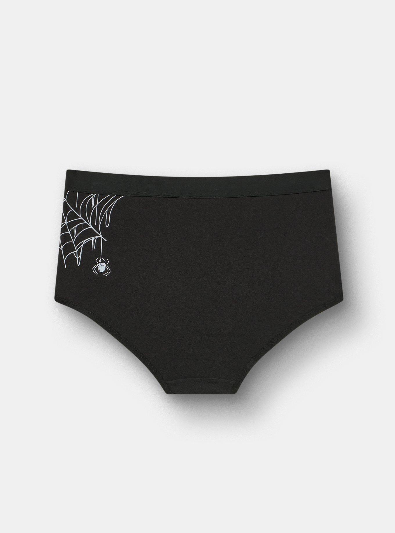 Cotton Mid-Rise Brief Panty, SPIDER WEBS BLACK, alternate