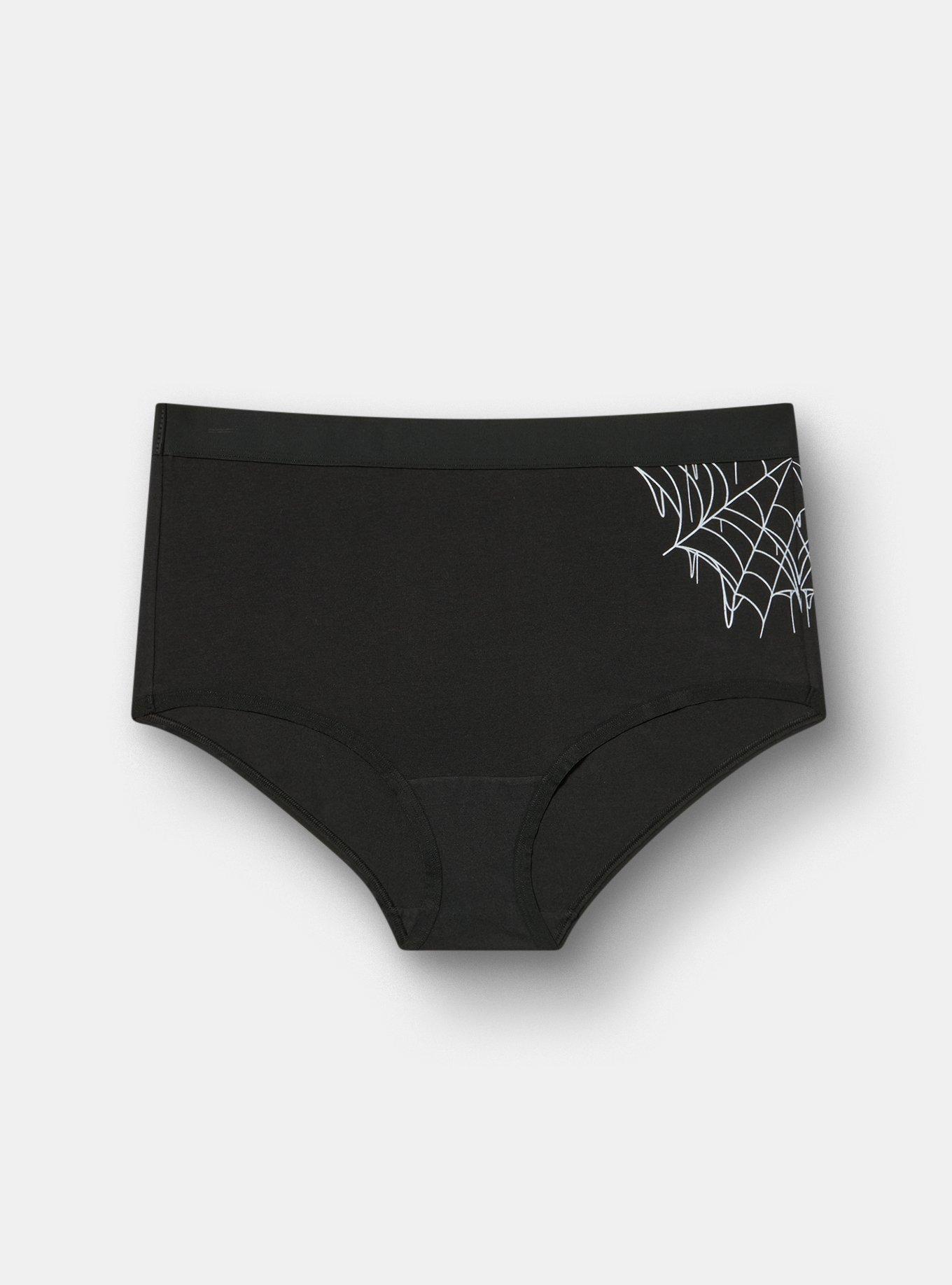 Cotton Mid-Rise Brief Panty, SPIDER WEBS BLACK, hi-res