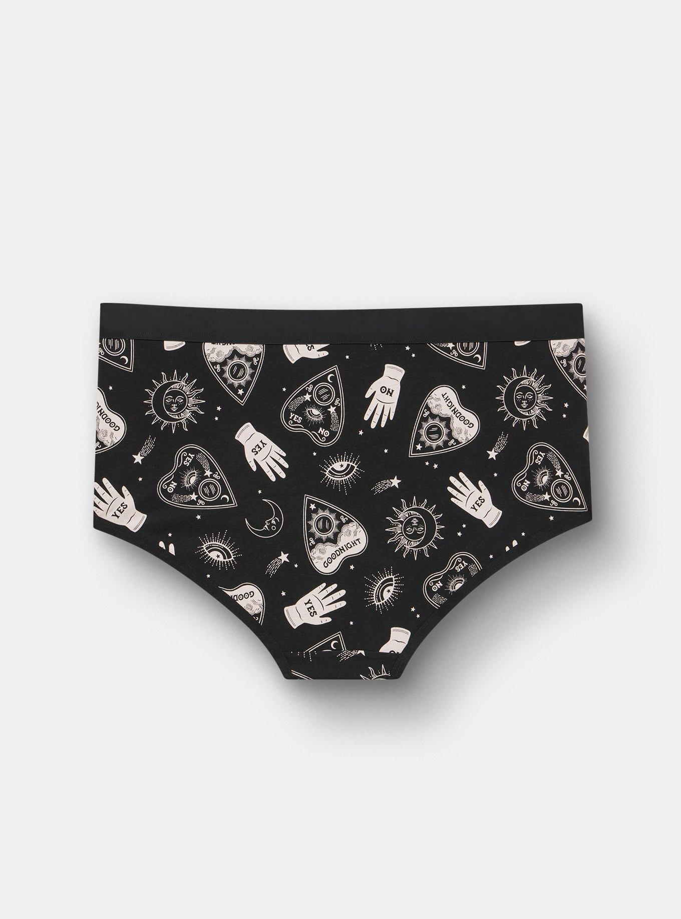 Plus Size Cotton Mid-Rise Brief Panty, SPIRIT BOARD BLACK, alternate