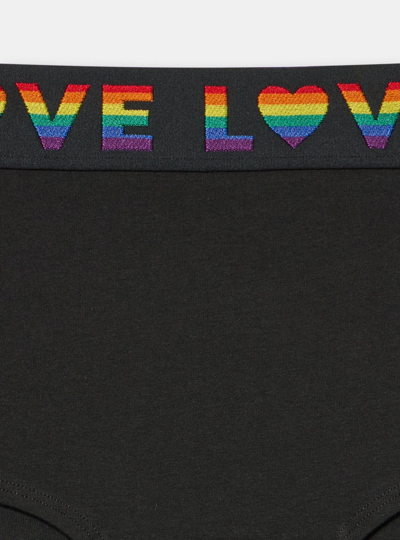 Love Logo Mid-Rise Cotton Boyshort Panty, RICH BLACK, alternate