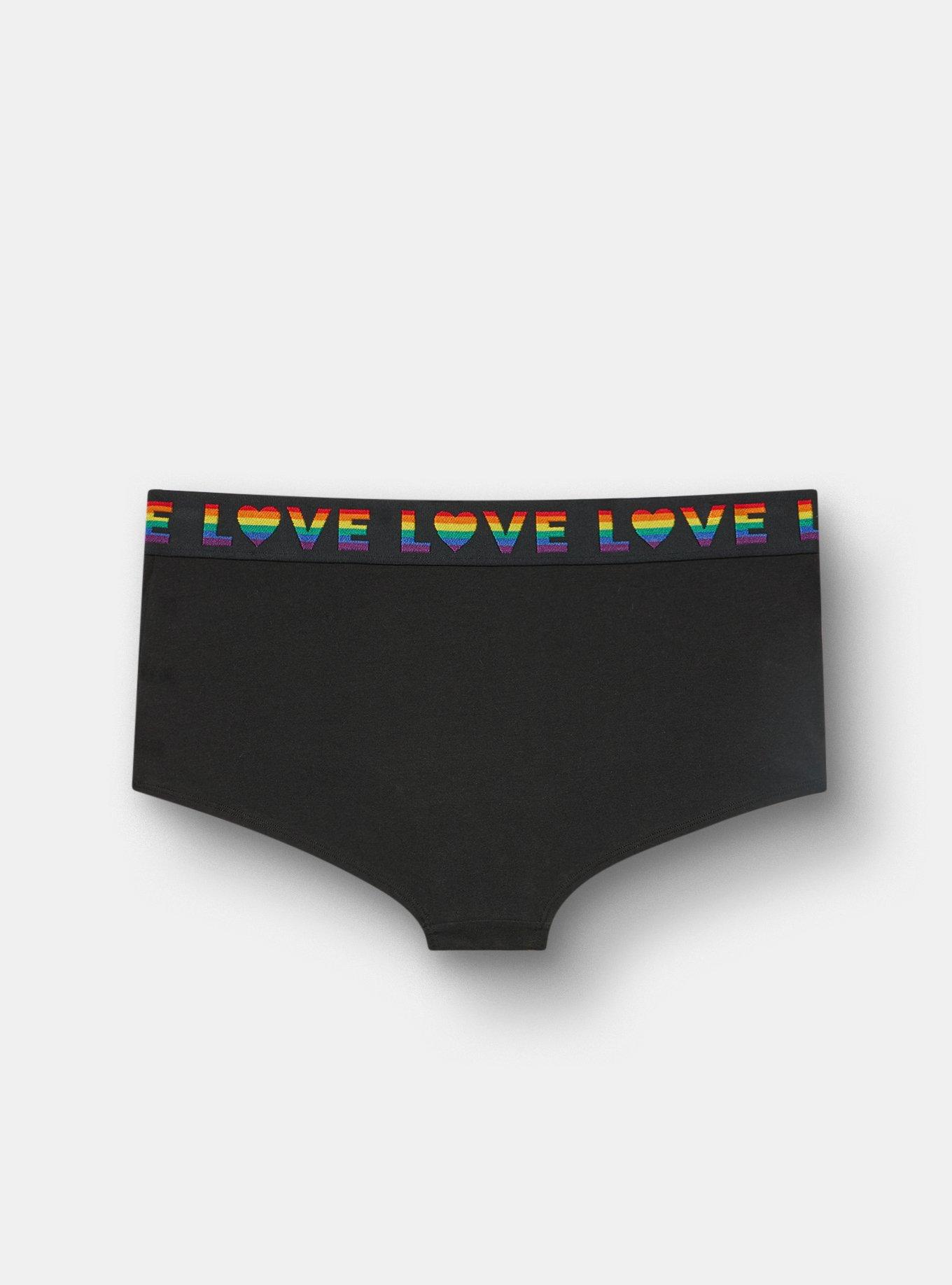 Love Logo Mid-Rise Cotton Boyshort Panty, RICH BLACK, alternate