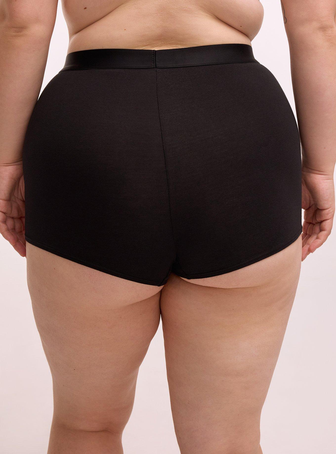 Cotton High-Rise Shortie Panty, RICH BLACK, alternate