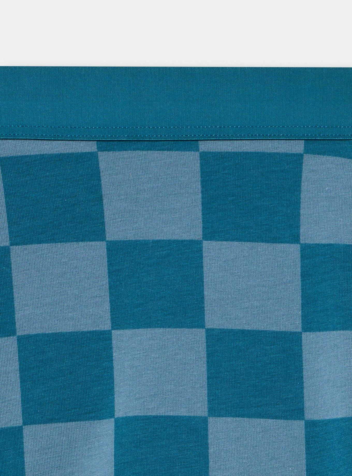 Cotton High-Rise Shortie Panty, SUNNY CHECK TEAL, alternate