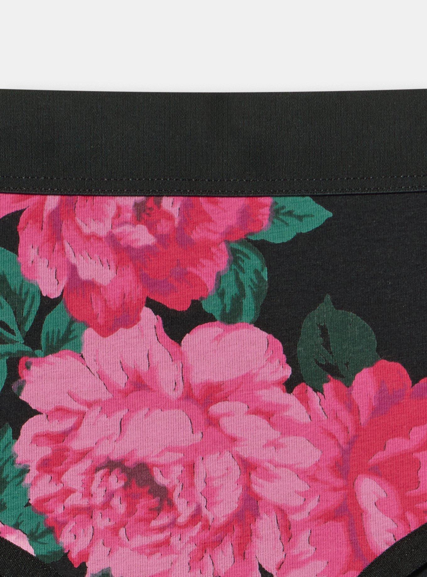 Cotton Mid-Rise Hipster Panty, TRADITIONAL ROSES HOT PINK, alternate