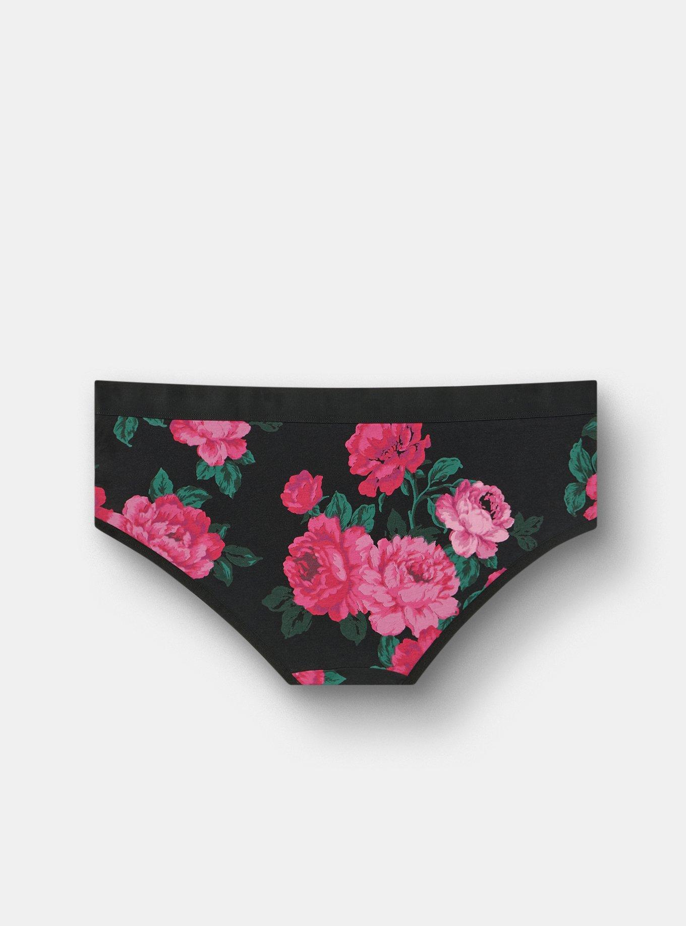 Cotton Mid-Rise Hipster Panty, TRADITIONAL ROSES HOT PINK, alternate