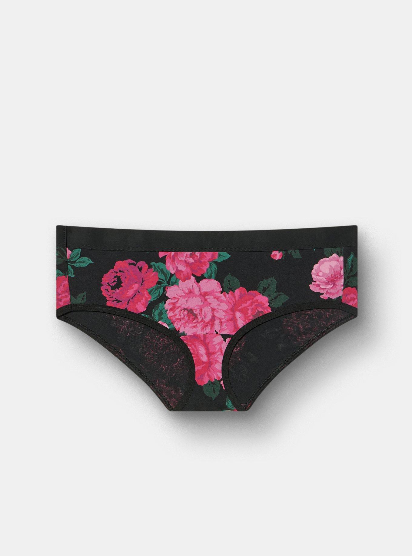 Cotton Mid-Rise Hipster Panty, TRADITIONAL ROSES HOT PINK, hi-res