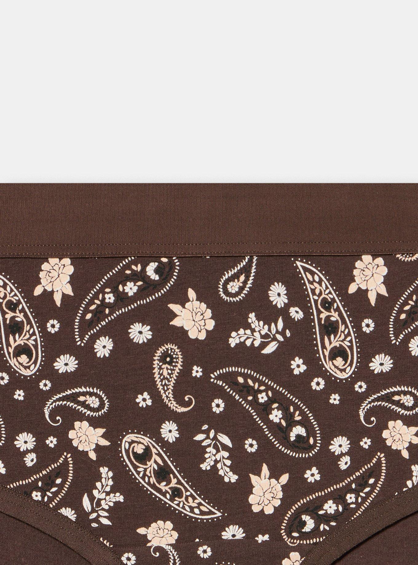 Cotton Mid-Rise Hipster Panty, WESTERN PAISLEY BROWN, alternate
