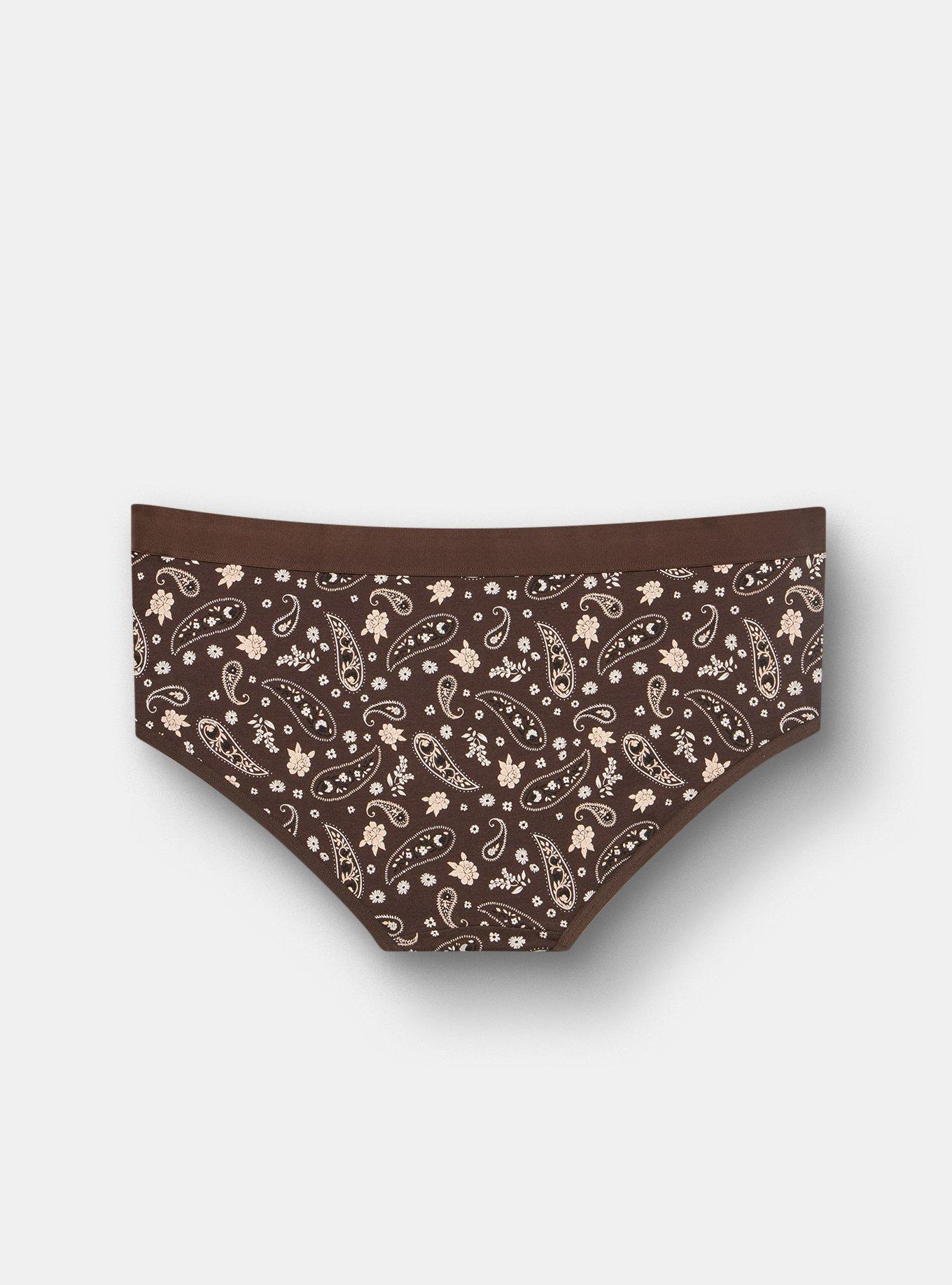Cotton Mid-Rise Hipster Panty, WESTERN PAISLEY BROWN, alternate