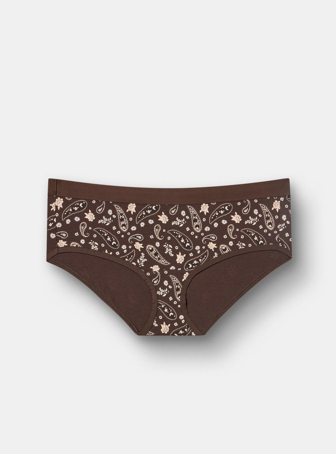 Cotton Mid-Rise Hipster Panty, WESTERN PAISLEY BROWN, hi-res