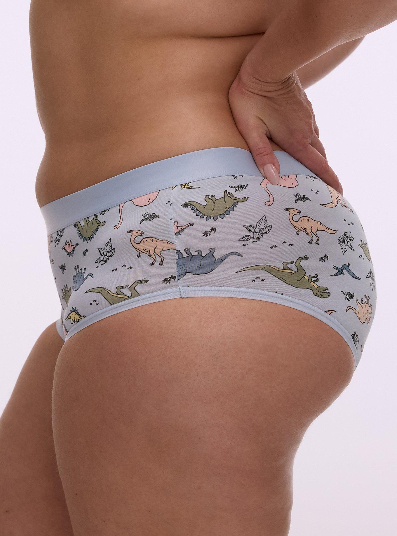 Cotton Mid-Rise Hipster Panty, COLORFUL DINOS LIGHT BLUE, alternate