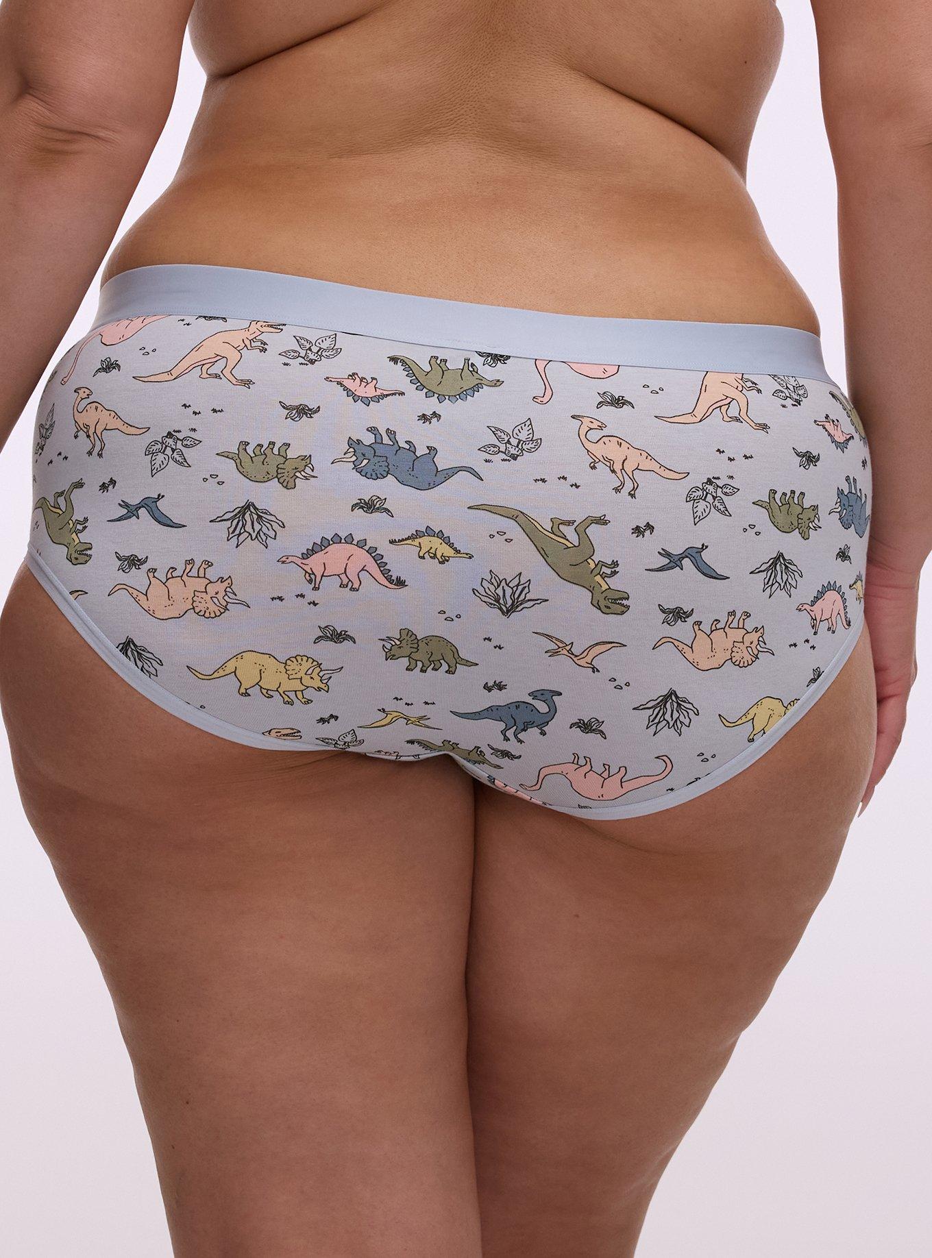 Cotton Mid-Rise Hipster Panty, COLORFUL DINOS LIGHT BLUE, alternate