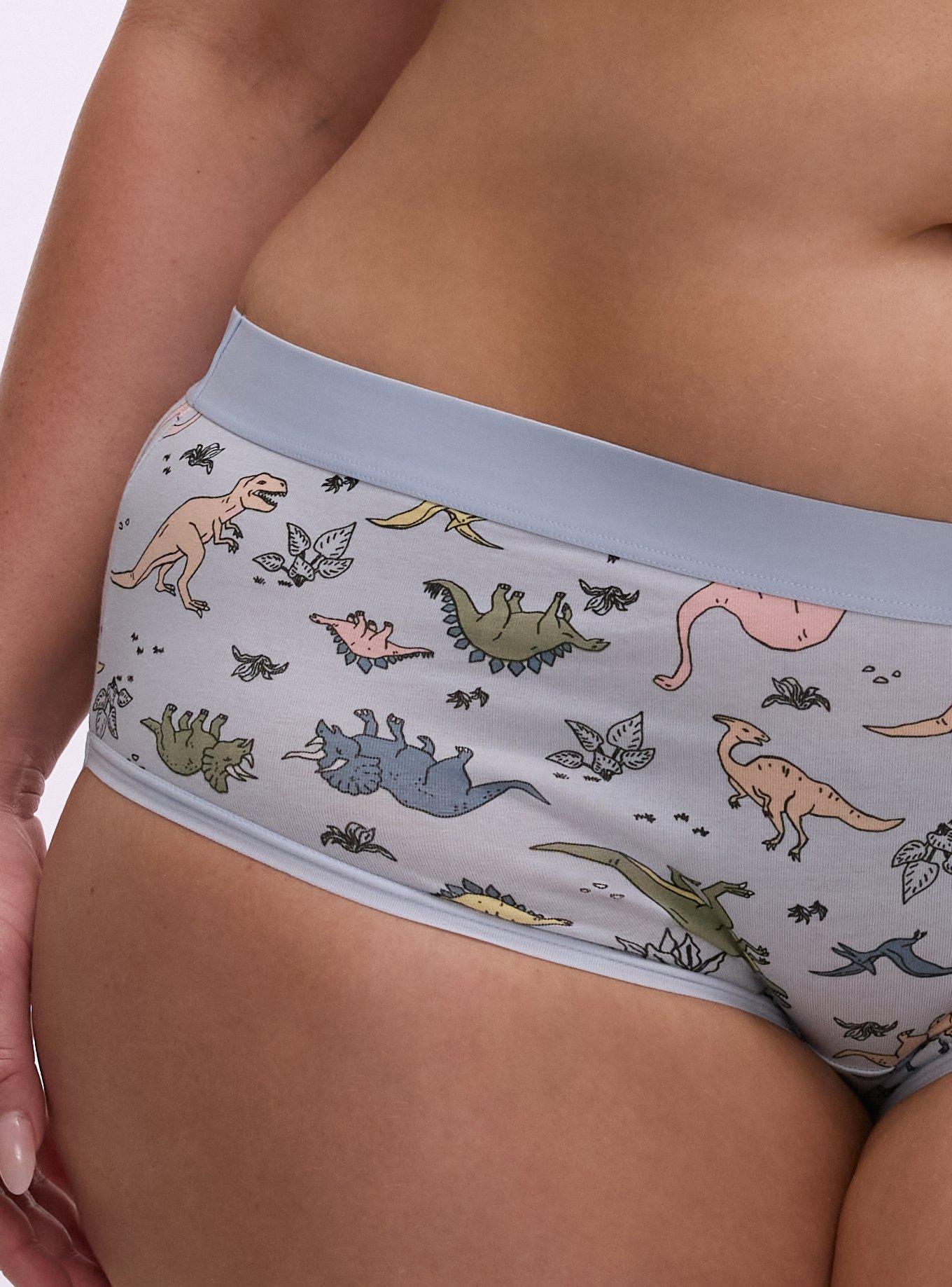 Cotton Mid-Rise Hipster Panty, COLORFUL DINOS LIGHT BLUE, alternate