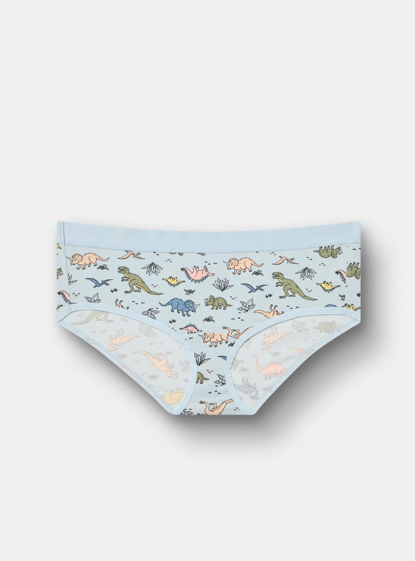 Cotton Mid-Rise Hipster Panty, COLORFUL DINOS LIGHT BLUE, hi-res