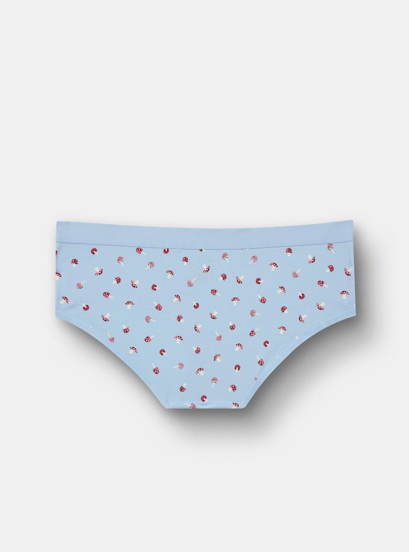 Plus Size Cotton Mid-Rise Hipster Panty, MUSHROOM FOREST BLUE, alternate