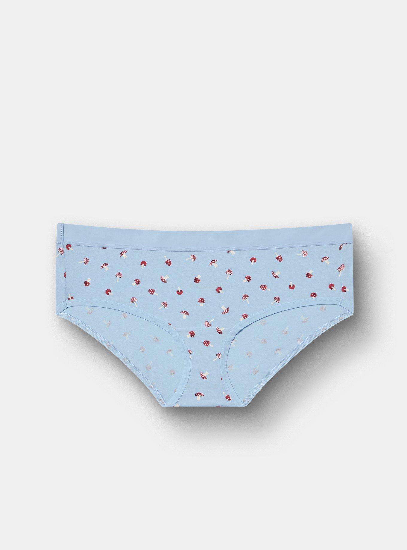 Plus Size Cotton Mid-Rise Hipster Panty, MUSHROOM FOREST BLUE, hi-res