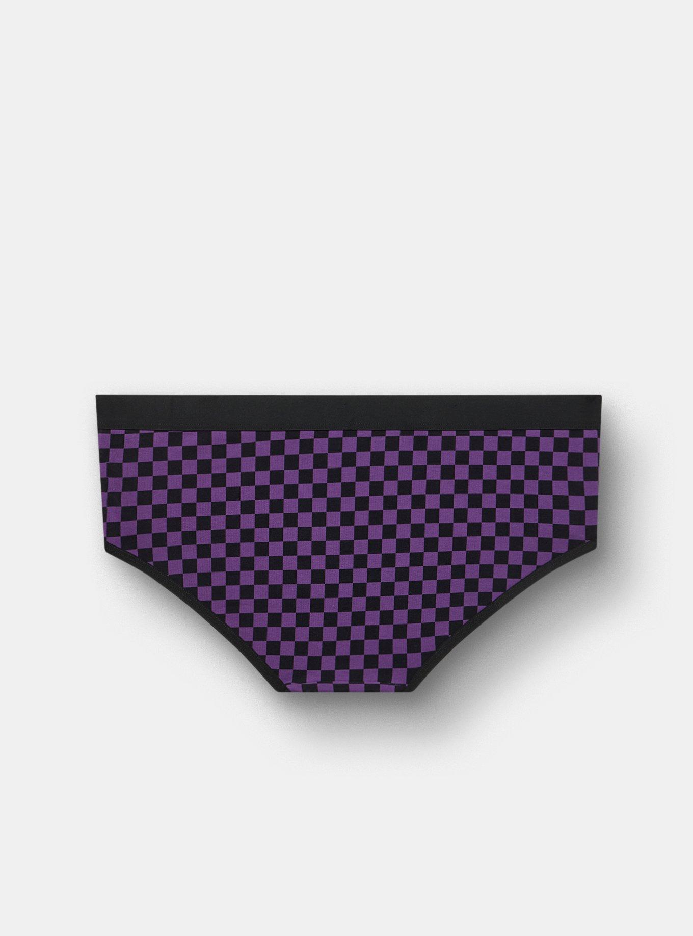 Cotton Mid-Rise Hipster Panty, SUNNY CHECK PURPLE MAGIC, alternate