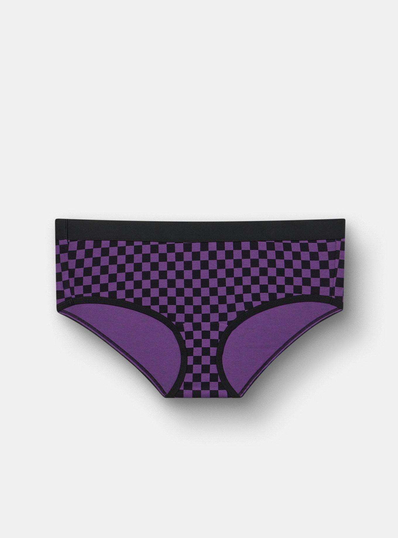 Cotton Mid-Rise Hipster Panty, SUNNY CHECK PURPLE MAGIC, hi-res
