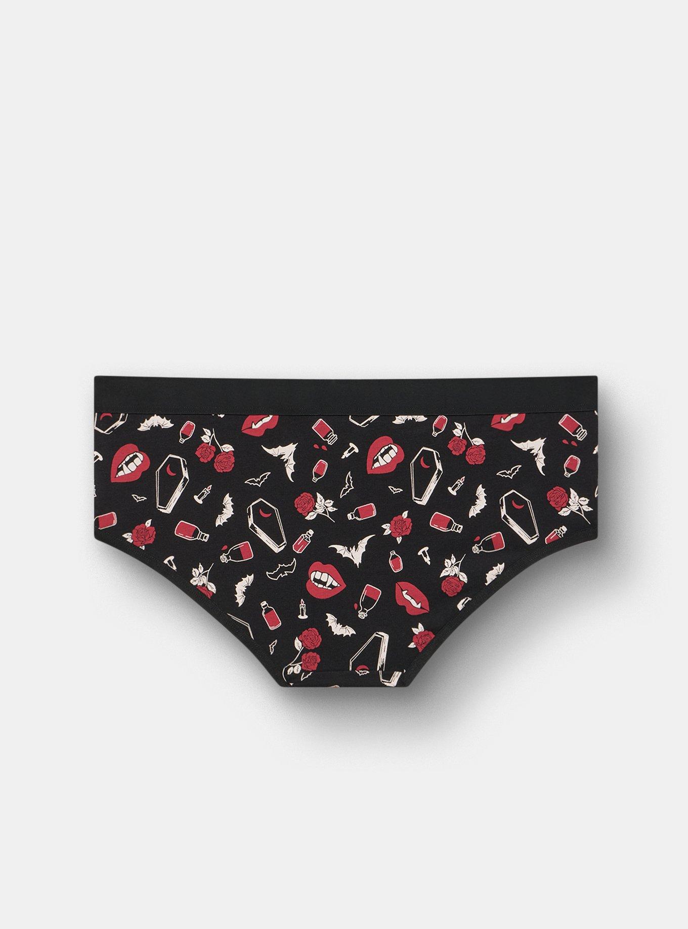 Cotton Mid-Rise Hipster Panty, VAMPIRE THINGS BLACK, alternate