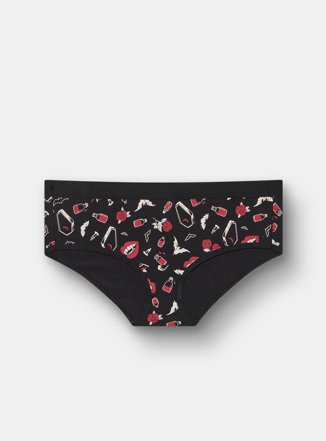 Cotton Mid-Rise Hipster Panty, VAMPIRE THINGS BLACK, hi-res