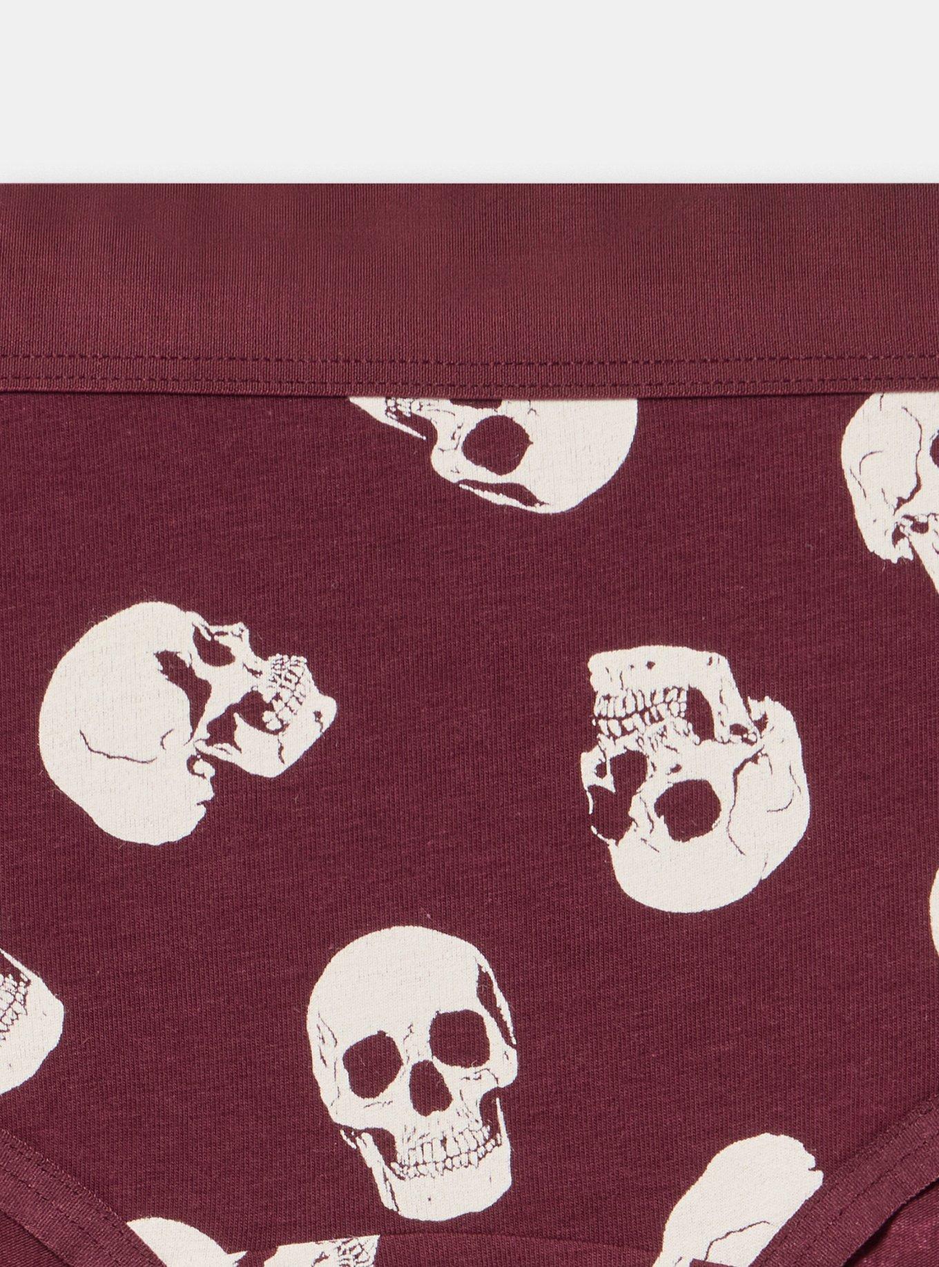 Plus Size Cotton Mid-Rise Hipster Panty, BUBBLEGUM SKULLS BURGUNDY, alternate