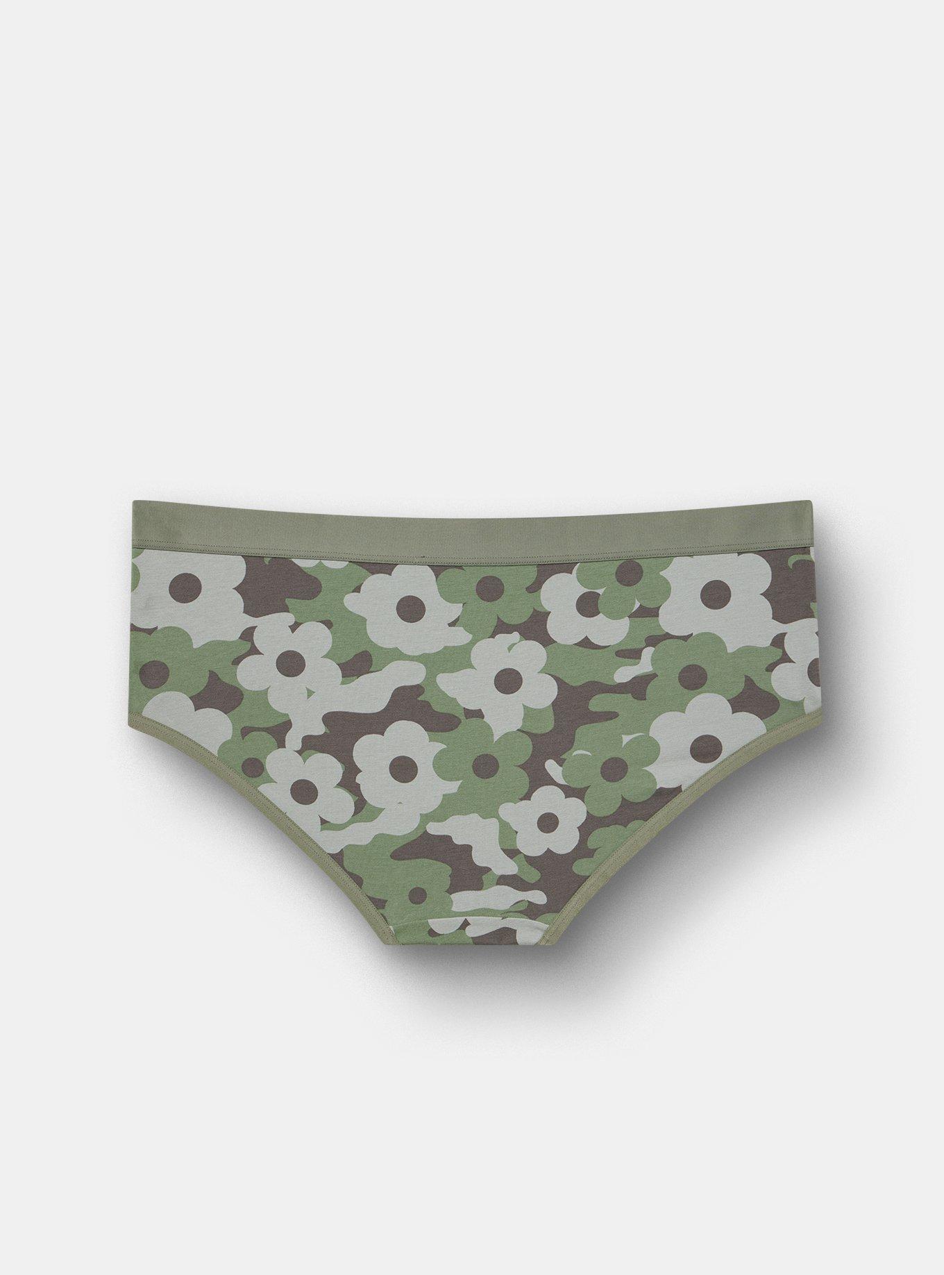 Plus Size Cotton Mid-Rise Hipster Panty, DAISY CAMO OLIVE, alternate