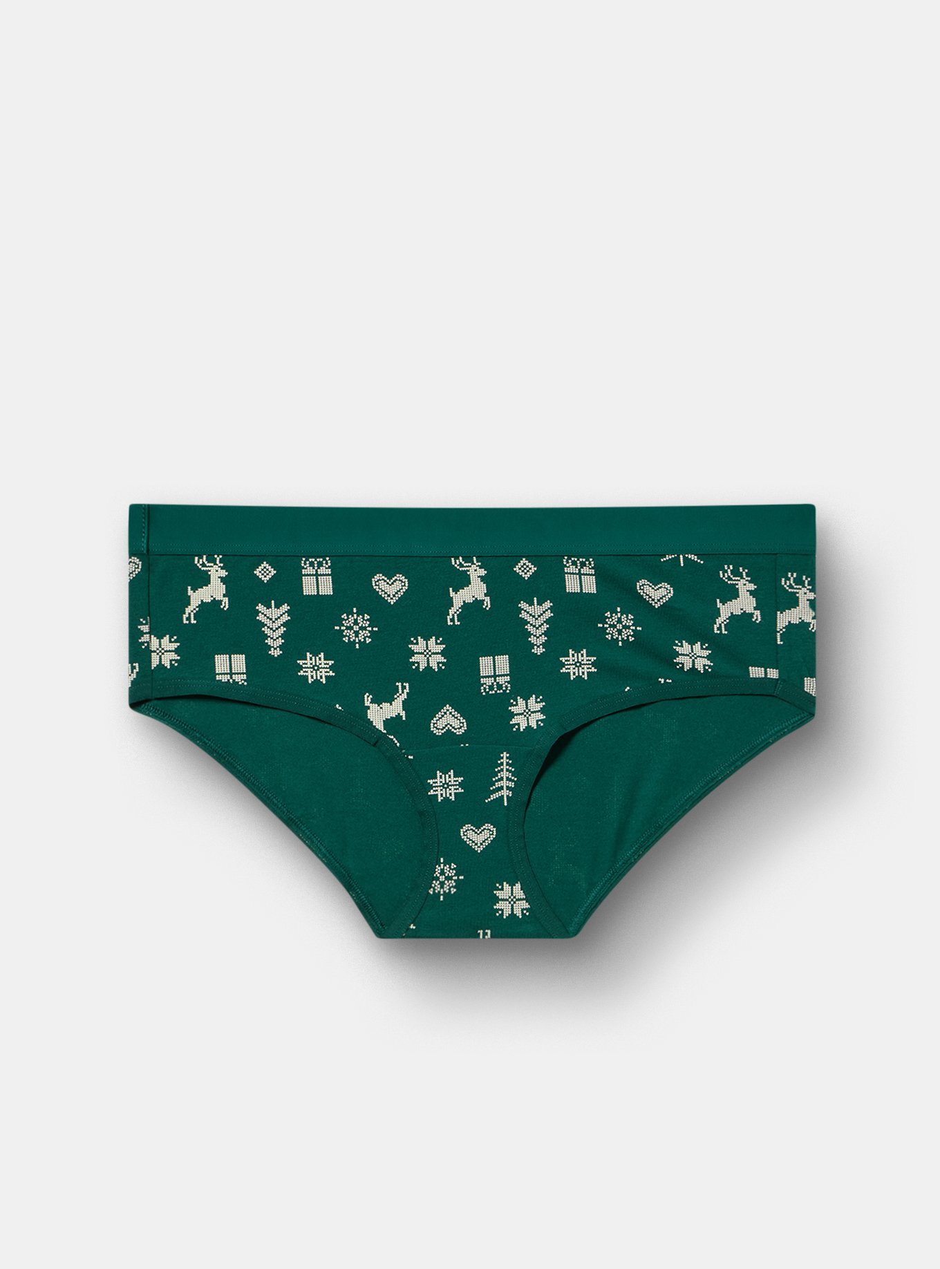 Cotton Mid-Rise Hipster Panty, FAIRISLE ICONS GREEN, hi-res