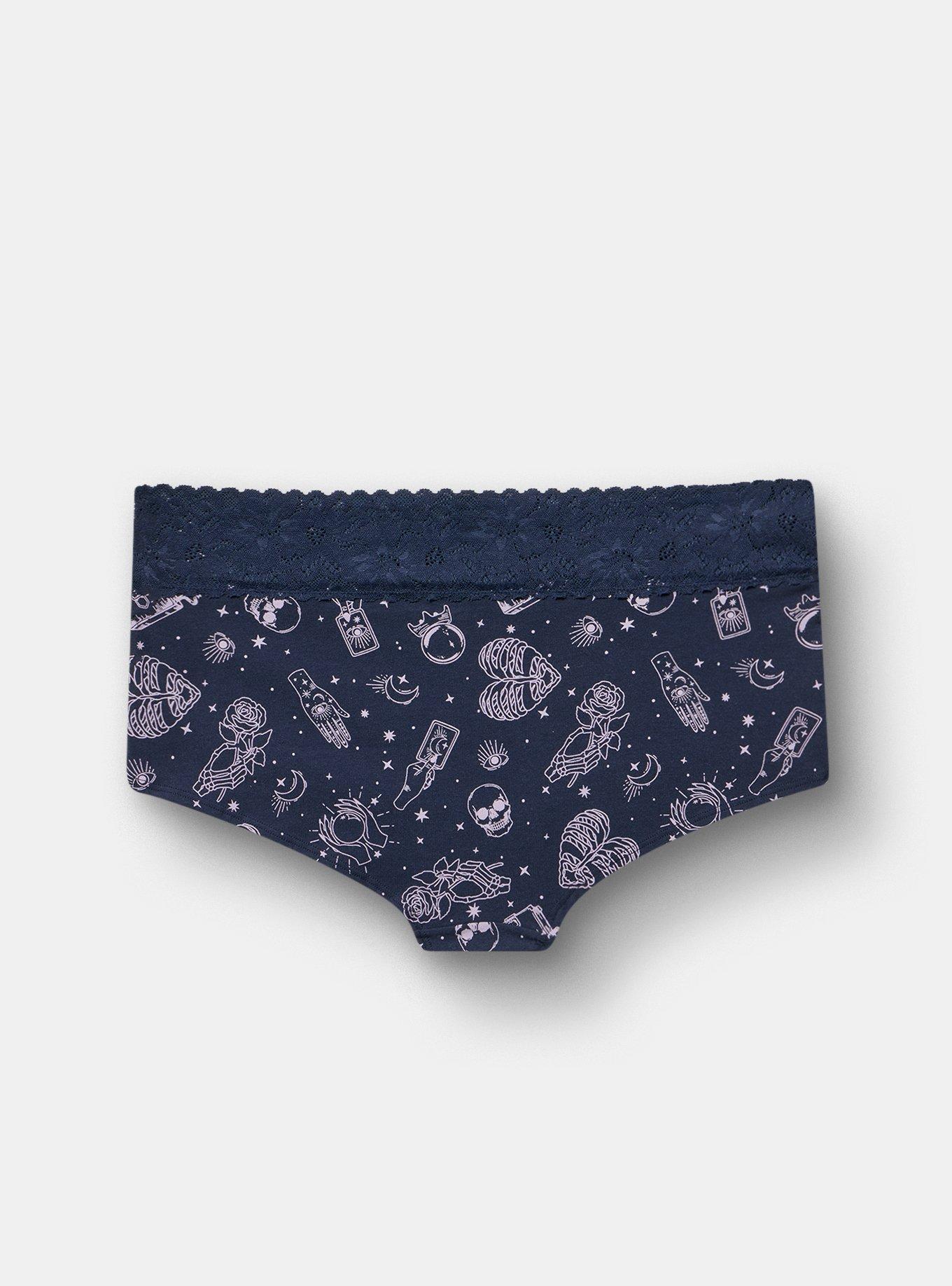Cotton Mid-Rise Lace Trim Boyshort Panty, SEE IT NAVY, alternate