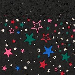 Plus Size Cotton Mid-Rise Lace Trim Boyshort Panty, MULTI STARS BLACK, swatch