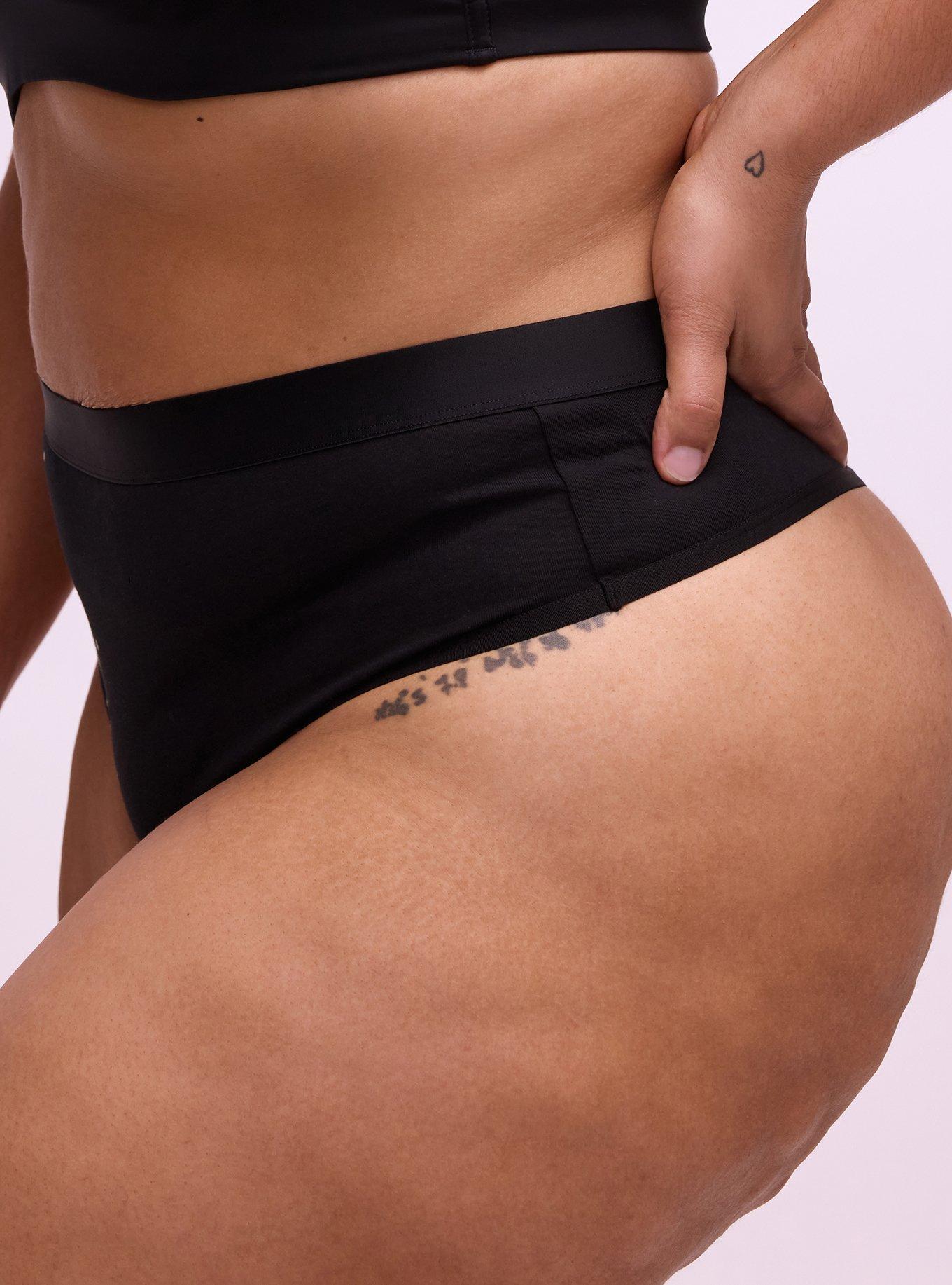 Cotton Mid-Rise Thong Panty, RICH BLACK, alternate