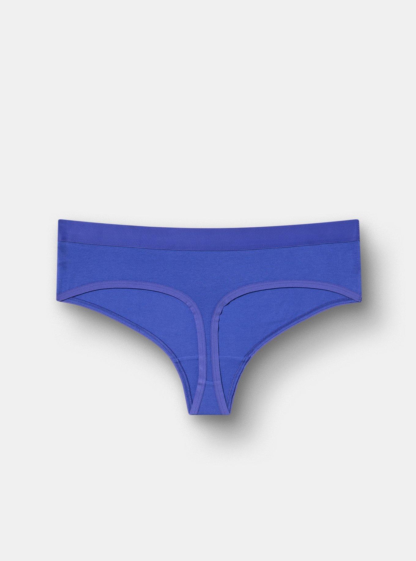 COTTON MID RISE THONG PANTY, ROYAL BLUE, alternate