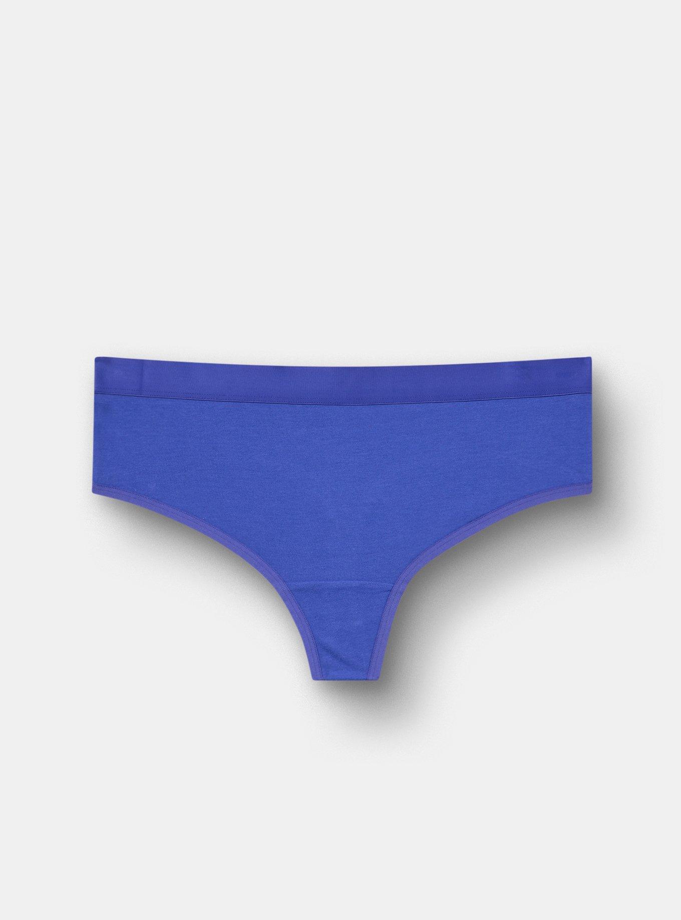 COTTON MID RISE THONG PANTY, ROYAL BLUE, hi-res