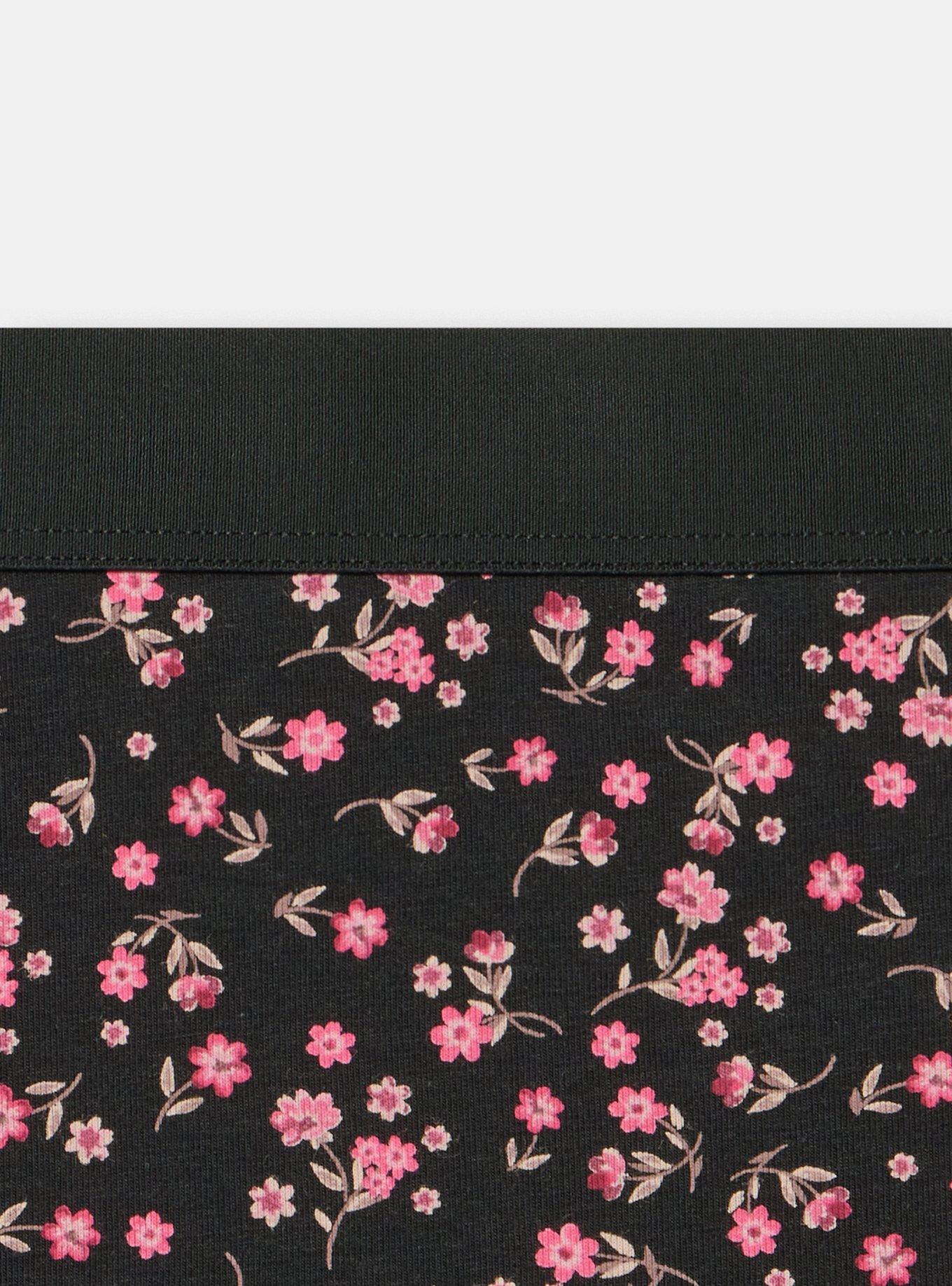 Cotton Mid-Rise Thong Panty, WISH FLORAL BLACK, alternate