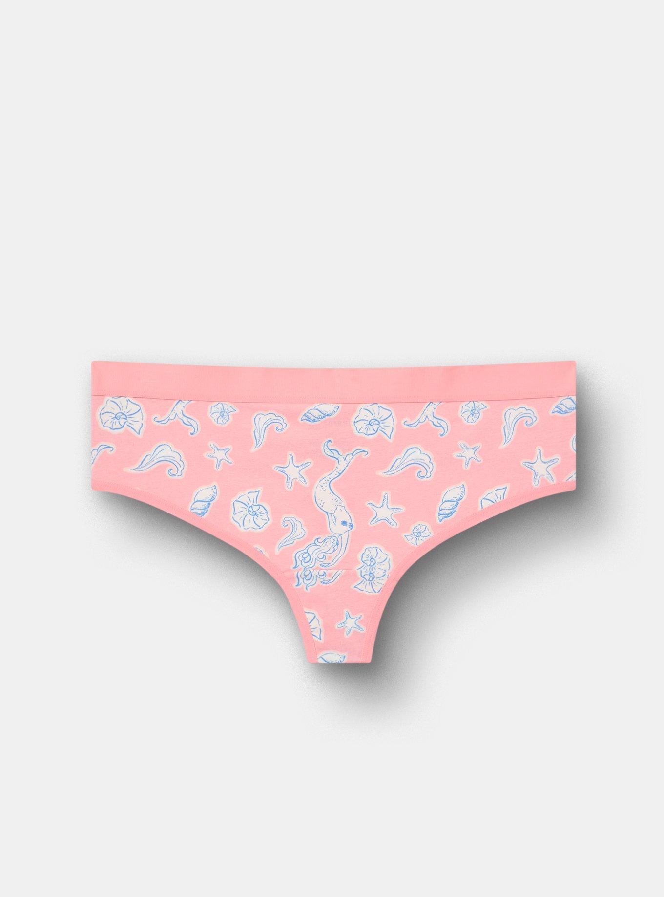 Cotton Mid-Rise Thong Panty, SHELL MERMAID SMALL PINK, hi-res