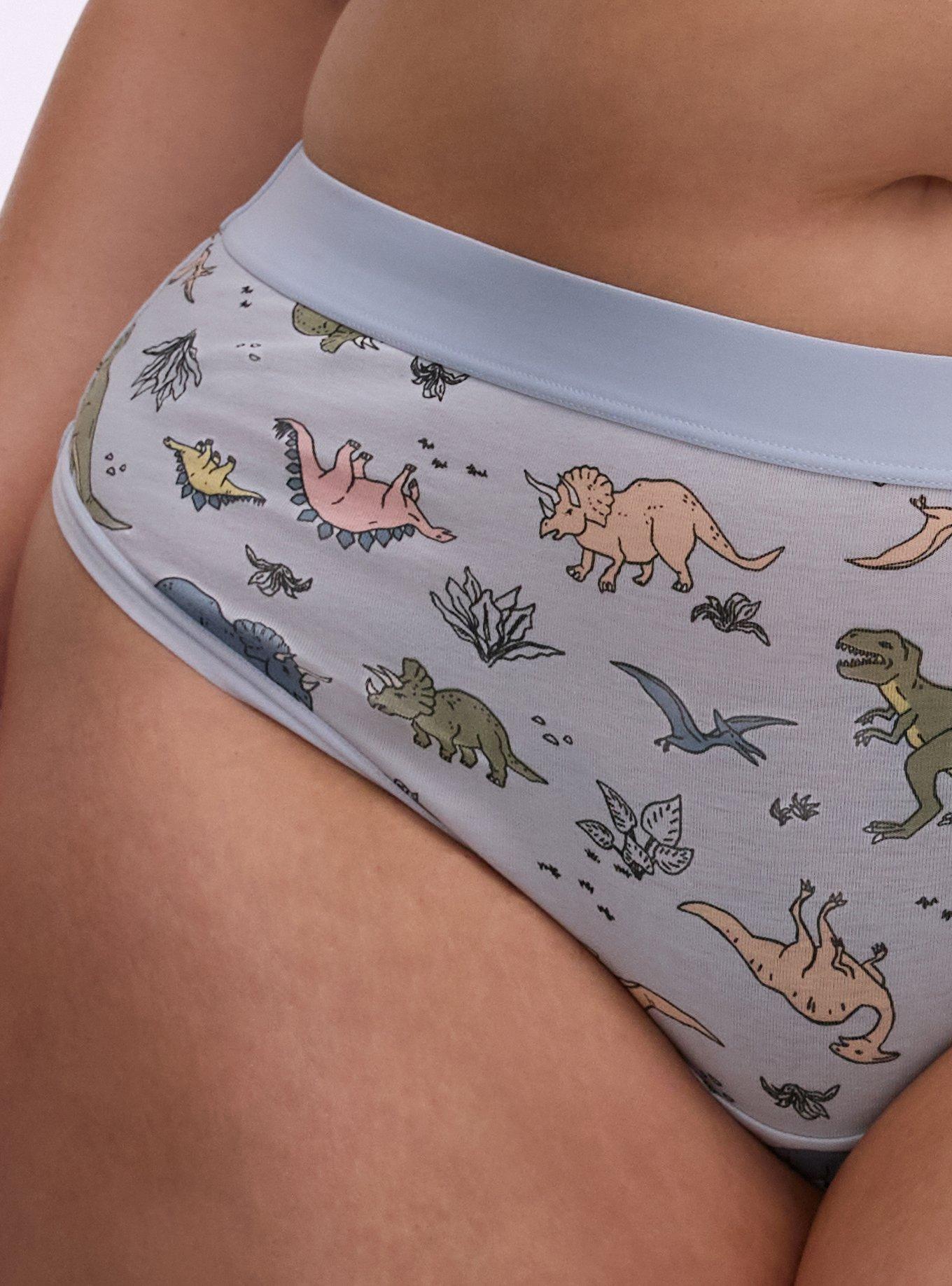 Cotton Mid-Rise Thong Panty, COLORFUL DINOS LIGHT BLUE, alternate