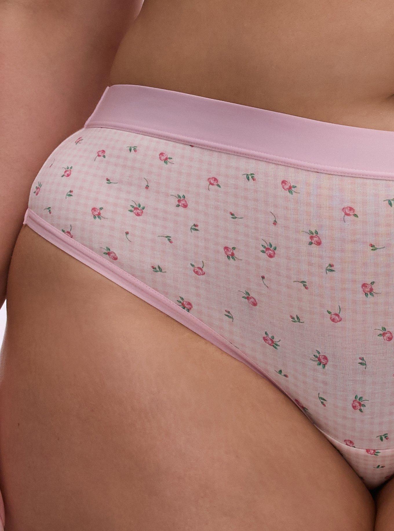 Cotton Mid-Rise Thong Panty, MINI ROSES FLORAL MULTI PINK, alternate