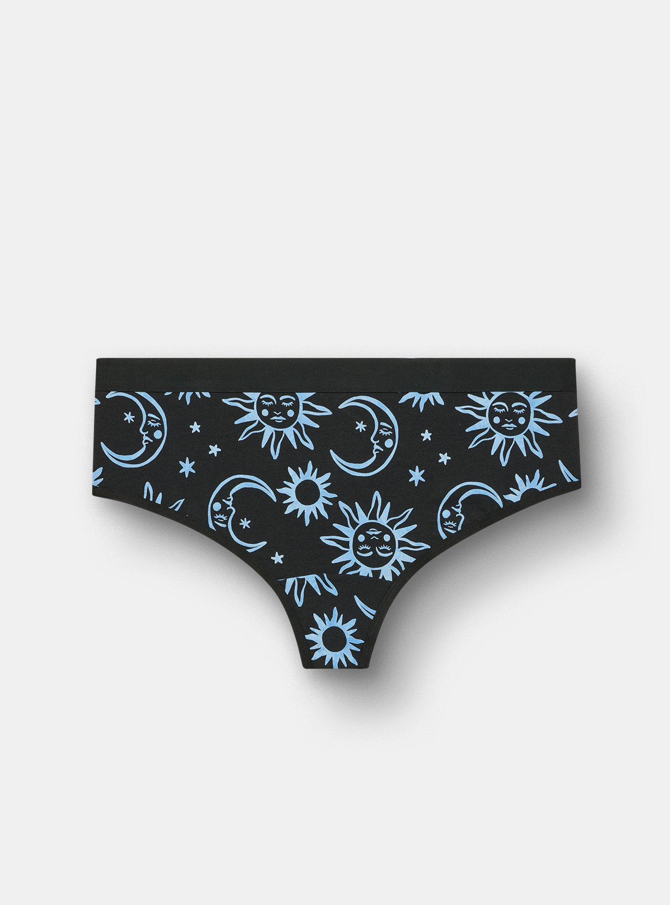 Cotton Mid-Rise Thong Panty, WASHED CELESTIAL BLACK, hi-res