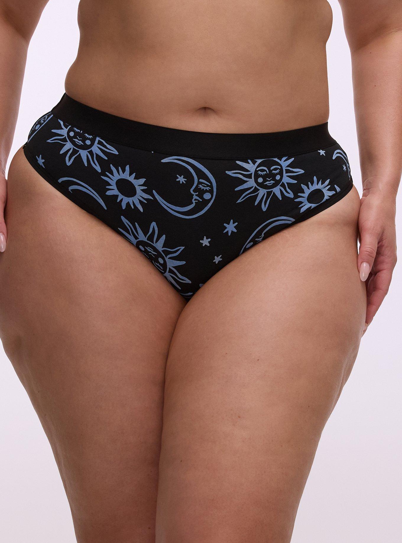 Cotton Mid-Rise Thong Panty, WASHED CELESTIAL BLACK, hi-res