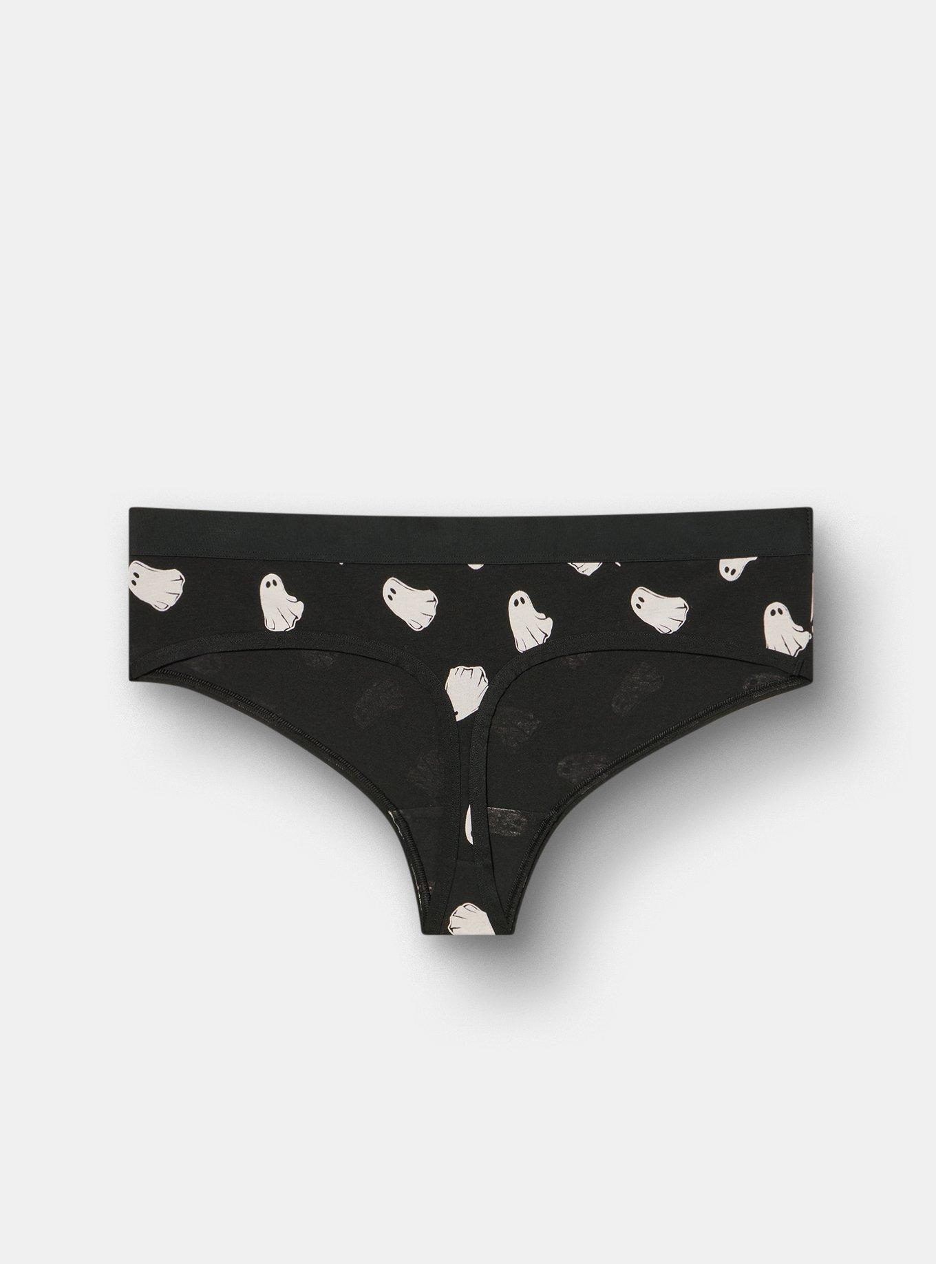 Cotton Mid-Rise Thong Panty, GHOST SKETCH BLACK, alternate