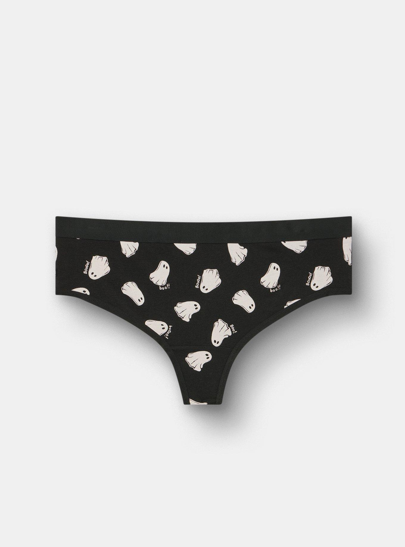 Cotton Mid-Rise Thong Panty, GHOST SKETCH BLACK, hi-res