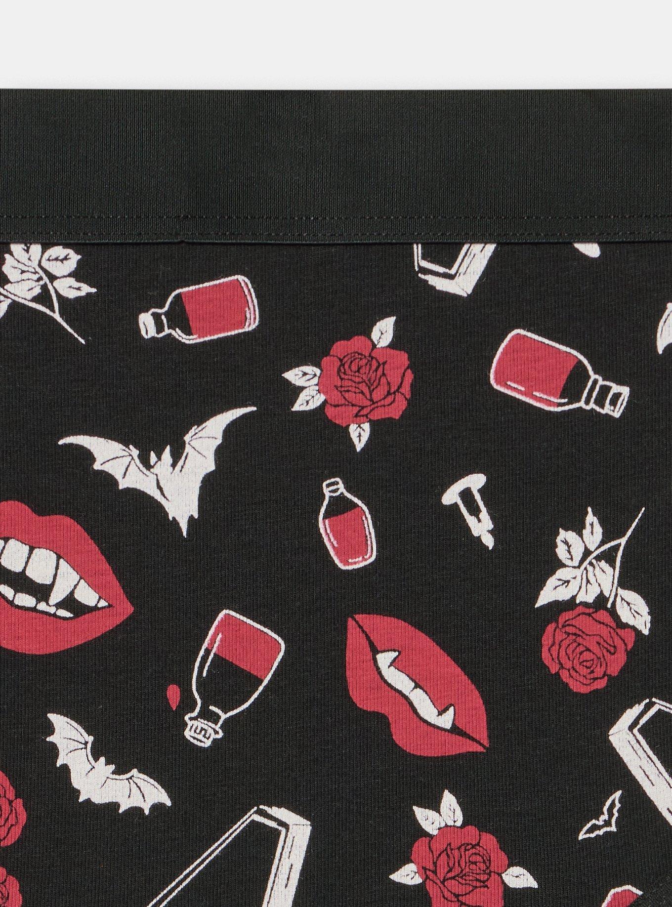 Cotton Mid-Rise Thong Panty, VAMPIRE THINGS BLACK, alternate