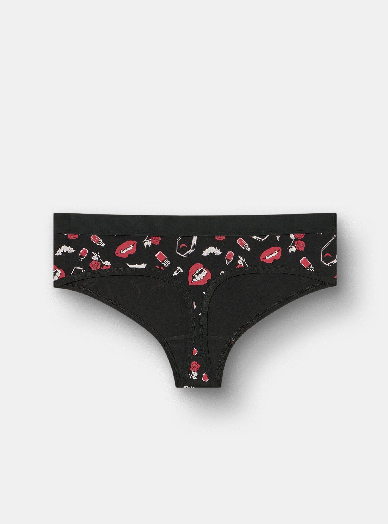 Cotton Mid-Rise Thong Panty, VAMPIRE THINGS BLACK, alternate