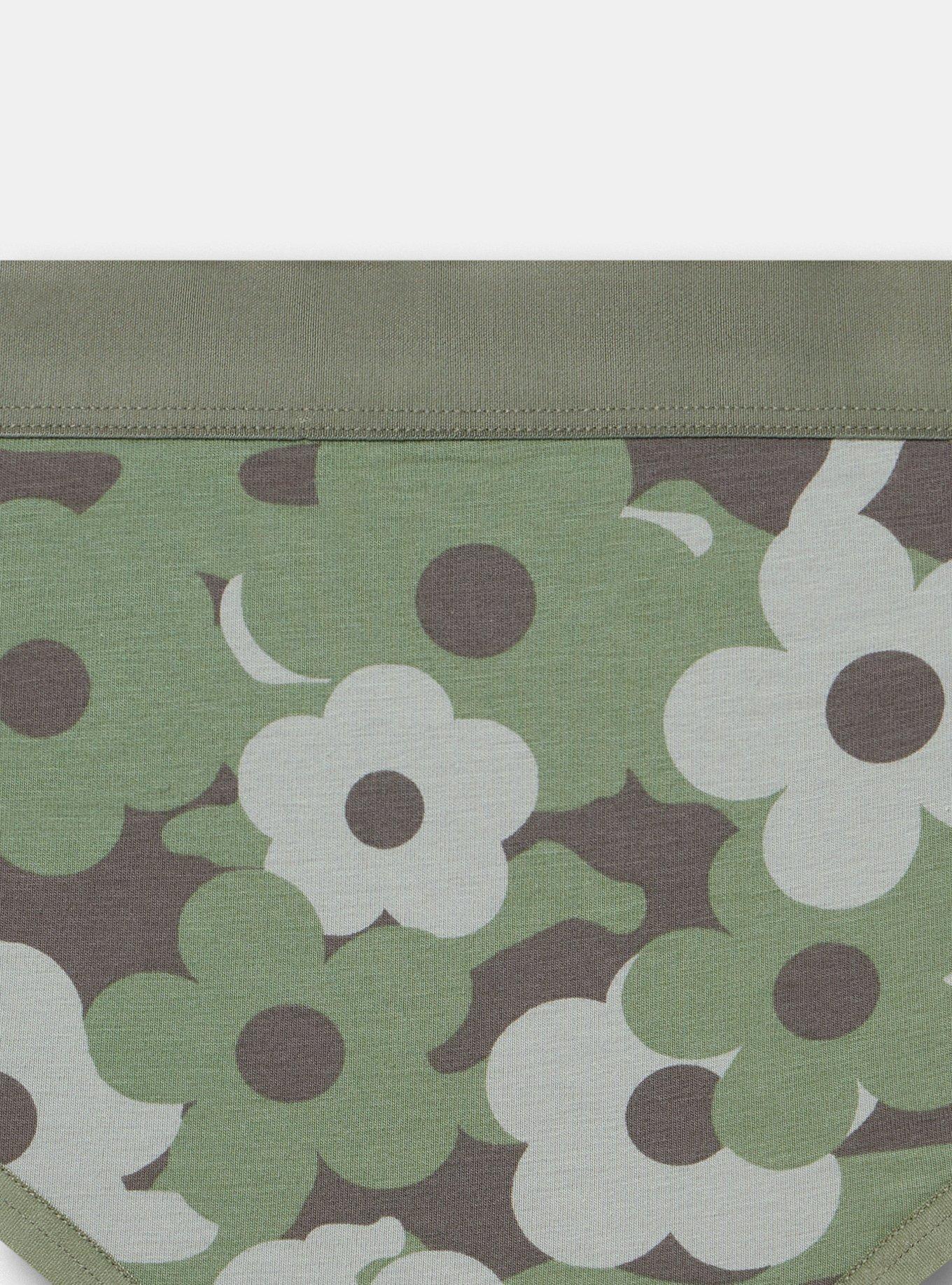 Plus Size Cotton Mid-Rise Thong Panty, DAISY CAMO OLIVE, alternate