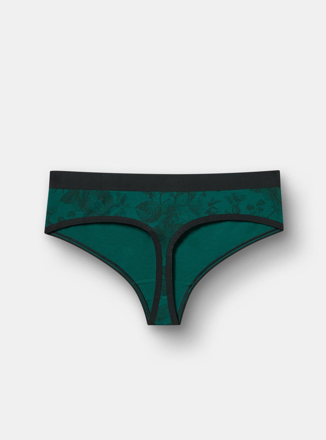 Cotton Mid-Rise Thong Panty, MARYANNE FLORAL GREEN, alternate