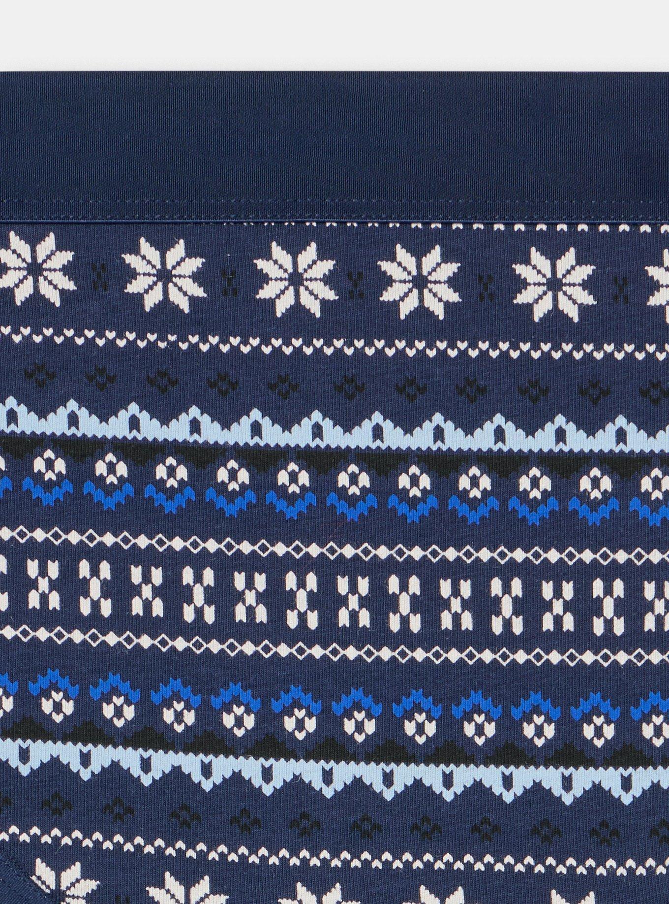 Plus Size Cotton Mid-Rise Thong Panty, ELSA FAIR ISLE BLUE, alternate