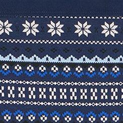 Plus Size Cotton Mid-Rise Thong Panty, ELSA FAIR ISLE BLUE, swatch